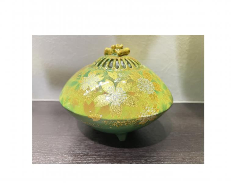香炉　金箔桜
