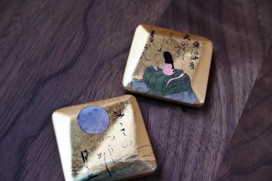 光琳かるた　箸置き2個セット　安倍仲麻