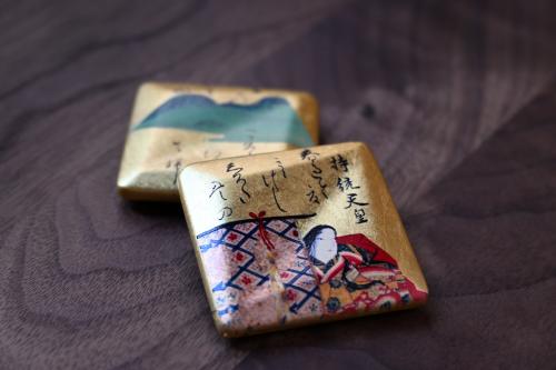 光琳かるた　箸置き2個セット　持統天皇