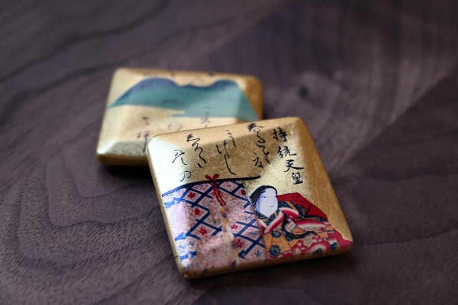 光琳かるた　箸置き2個セット　持統天皇