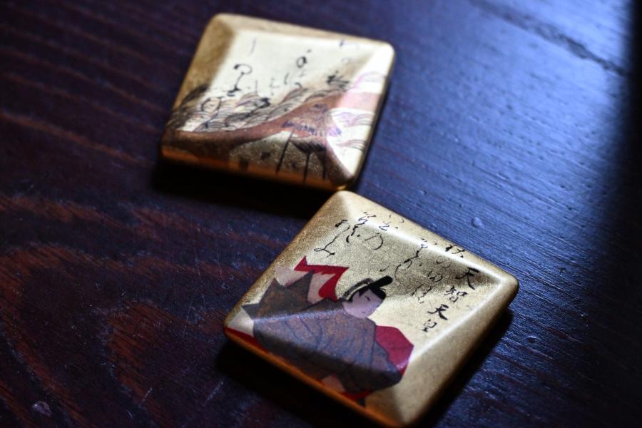 光琳かるた　箸置き2個セット　天智天皇
