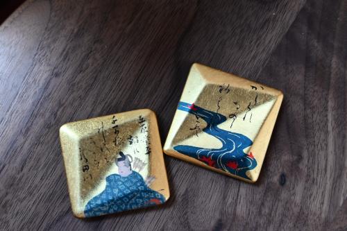光琳かるた　箸置き2個セット　在原業平　